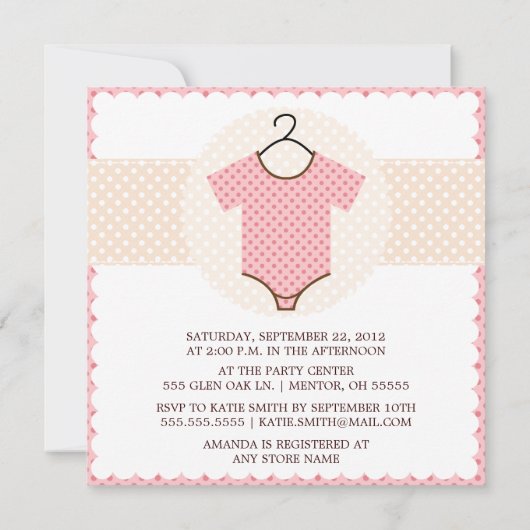 Invitations de douches pour bébés roses (Dos)