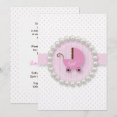 Invitations de douches pour bébés roses et Brown b (Devant / Derrière)