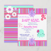 Invitations de douches pour bébés roses Octopus (Devant / Derrière)