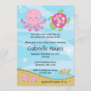 Invitations de douches pour bébés roses sous la me