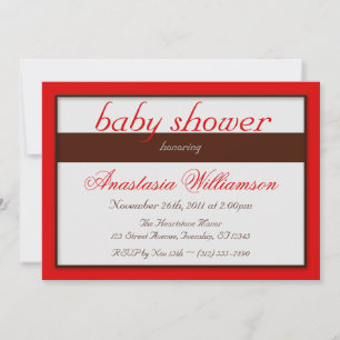 Invitations de douches pour bébés rouges à bande B