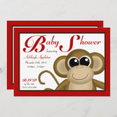 Invitations de douches pour bébés rouges à singe m (Devant / Derrière)