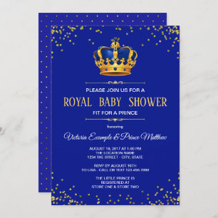 Invitations de douches pour bébés Royal Blue Gold