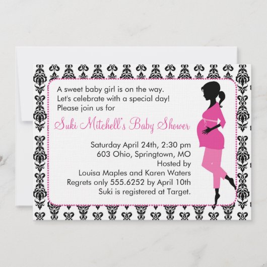 Invitations de douches pour bébés Silhouette (Devant)