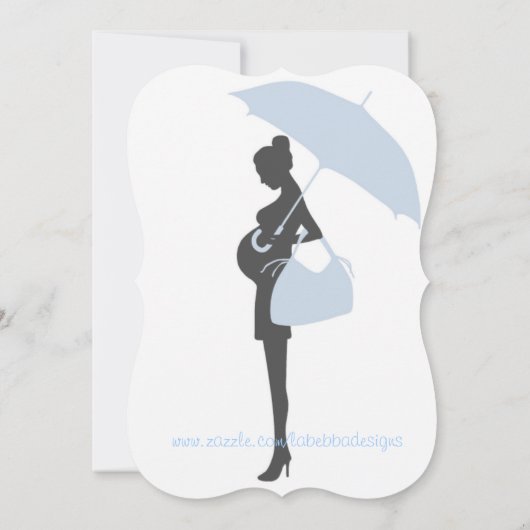 Invitations de douches pour bébés Silhouette bleue (Dos)