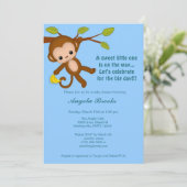 Invitations de douches pour bébés singe Garçon BLU (Debout devant)