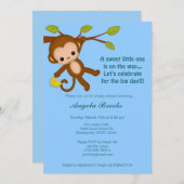 Invitations de douches pour bébés singe Garçon BLU (Devant / Derrière)