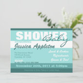 Invitations de douches pour bébés Turquoises (Debout devant)
