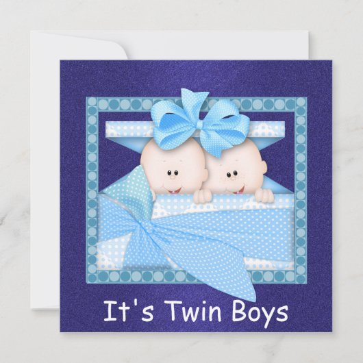 Invitations de douches pour bébés Twin BOYS (Devant)