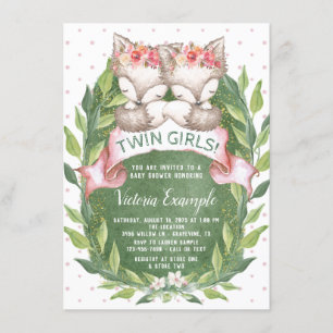 Invitations de douches pour bébés Twin Fox