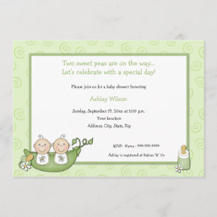 Invitations de douches pour bébés Twins