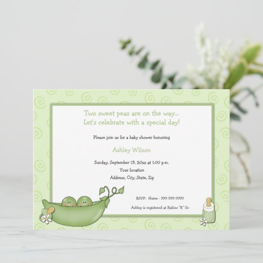 Invitations de douches pour bébés Twins (Debout devant)