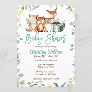 Invitations de douches pour bébés Woodland