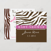Invitations de douches pour bébés Zebra Brown et r (Devant / Derrière)