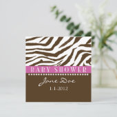 Invitations de douches pour bébés Zebra Brown et r (Debout devant)