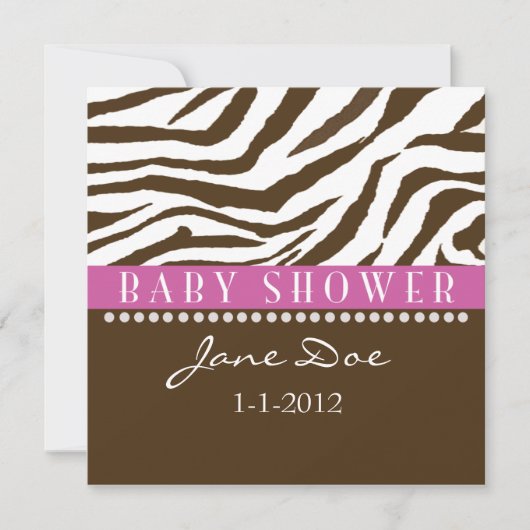 Invitations de douches pour bébés Zebra Brown et r (Devant)