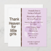 Invitations de douches pour filles roses et Brown (Devant / Derrière)