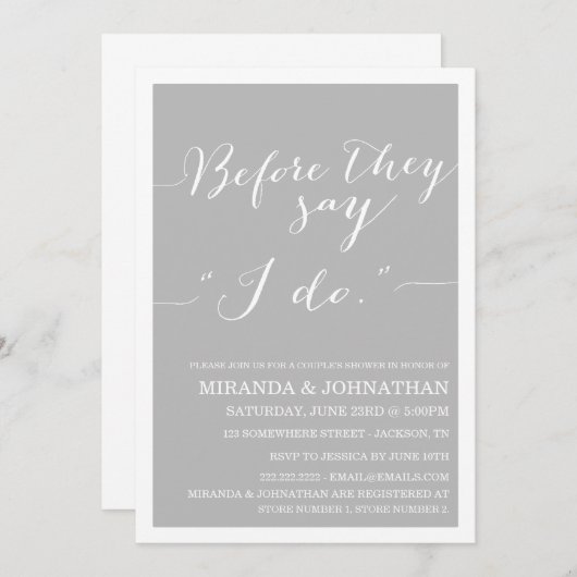 Invitations de douches pour les couples gris (Devant / Derrière)