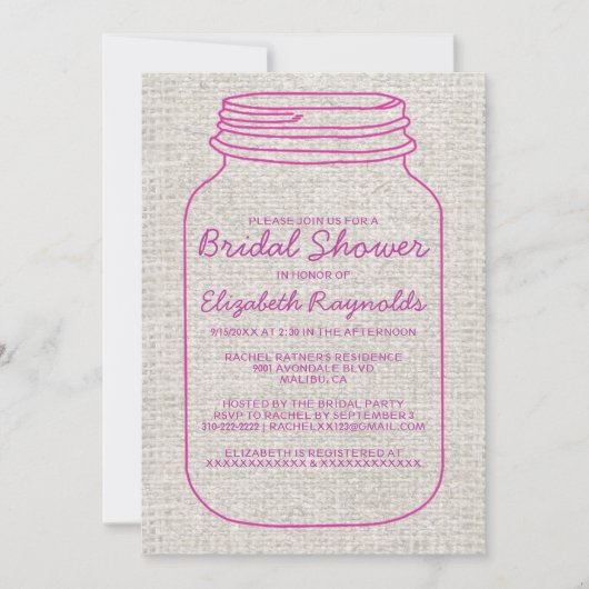 Invitations de douches pour mariées à Fuchsia Rust (Devant)