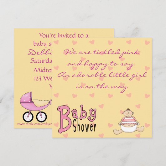 Invitations de douches roses chetées (Devant / Derrière)