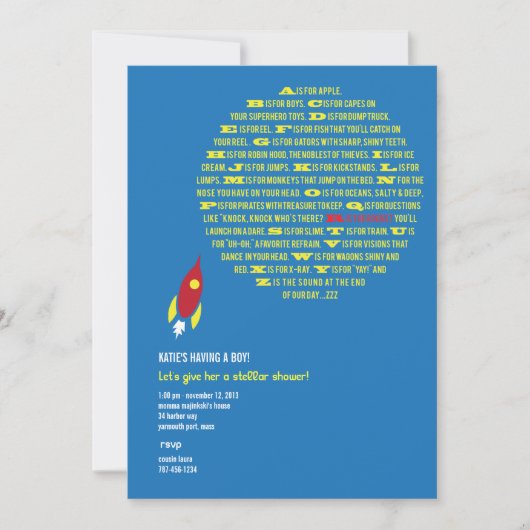 Invitations de douches Stellar Rocket (Devant)