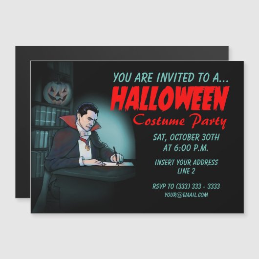 Invitations de Dracula pour le parti Halloween (Devant / Derrière)