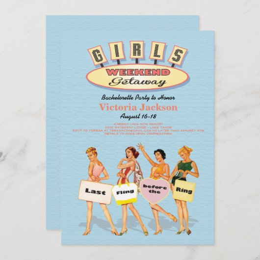 Invitations de escapade de fin de semaine Retro Gi (Devant / Derrière)