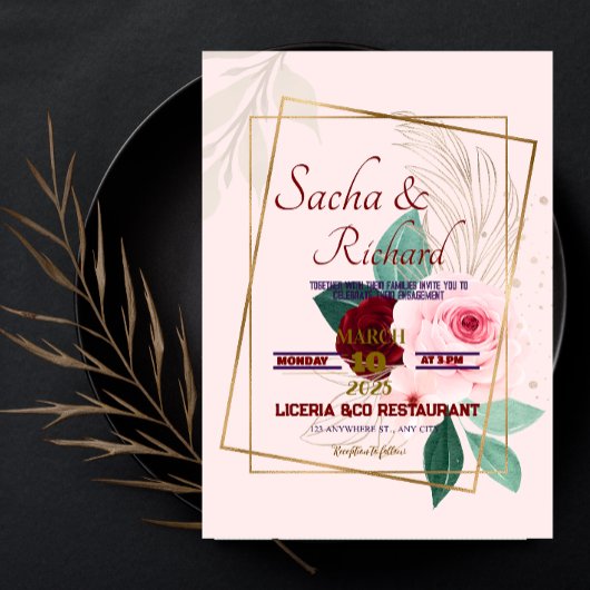 Invitations de Faire-part Fiançailles Gold Foil