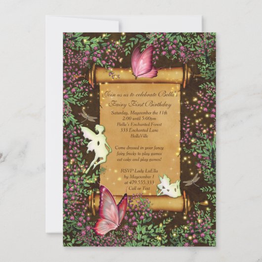 Invitations de Fairytale Forest Enchanted Party (Dos)