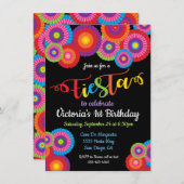 Invitations de fans de fleur de papier Fiesta mexi (Devant / Derrière)