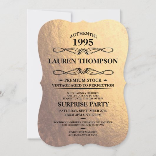 Invitations de Faux Gold Foil Étiquette Party (Devant)