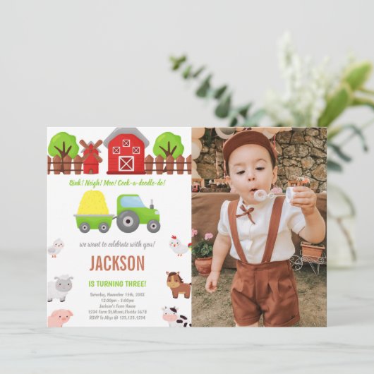 Invitations de fermes personnalisables pour les en (Debout devant)