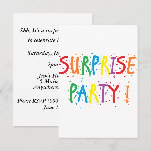 Invitations de "fête" (Devant / Derrière)