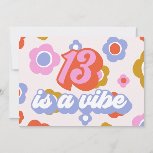 Invitations de fête 13e anniversaire Fille Fleur P (Devant)