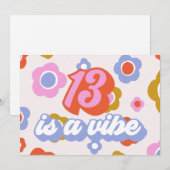 Invitations de fête 13e anniversaire Fille Fleur P (Devant / Derrière)