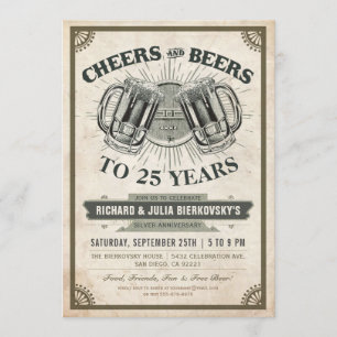 Invitations de fête anniversaire Cheers et bière