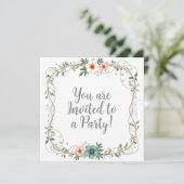 Invitations de fête avec une frontière fleurie. (Debout devant)