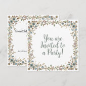 Invitations de fête avec une frontière florale des (Devant / Derrière)