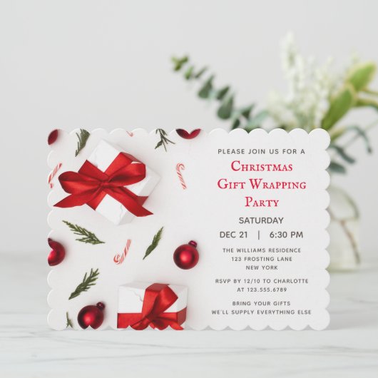 Invitations de fête cadeau de Noël moderne (Debout devant)