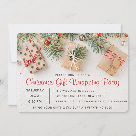 Invitations de fête cadeau de Noël moderne (Devant)