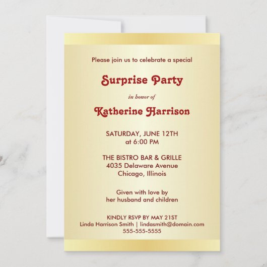 Invitations de fête - Champagne (Dos)