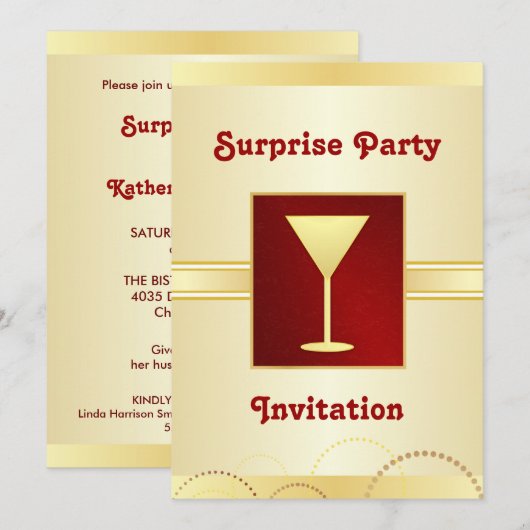 Invitations de fête - Champagne (Devant / Derrière)
