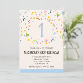 Invitations de fête couleur confetti enfants prima (Debout devant)