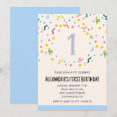 Invitations de fête couleur confetti enfants prima (Devant / Derrière)