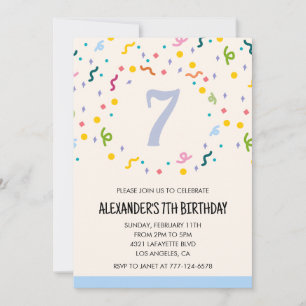 Invitations de fête couleur confetti enfants prima