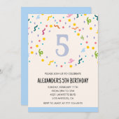 Invitations de fête couleur confetti enfants prima (Devant / Derrière)