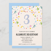 Invitations de fête couleur confetti enfants prima (Devant / Derrière)