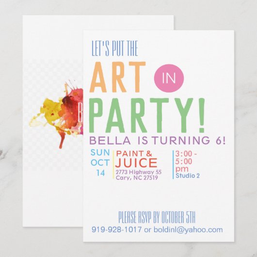 Invitations de fête d'anniversaire (Devant / Derrière)