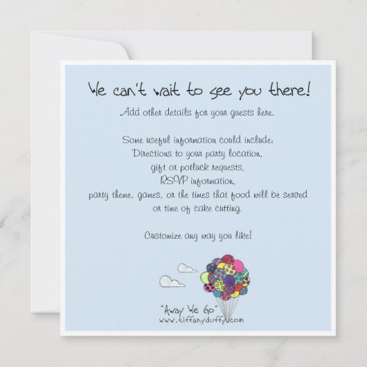 Invitations de fête d'anniversaire (Dos)