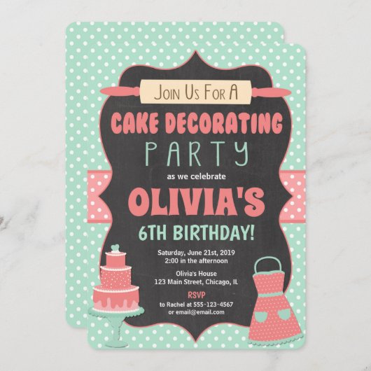 Invitations de fête d'anniversaire à la décoration (Devant / Derrière)